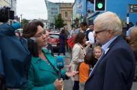 IMPACT president Pat Fallon speaks to RTE at the September rally in Sligo